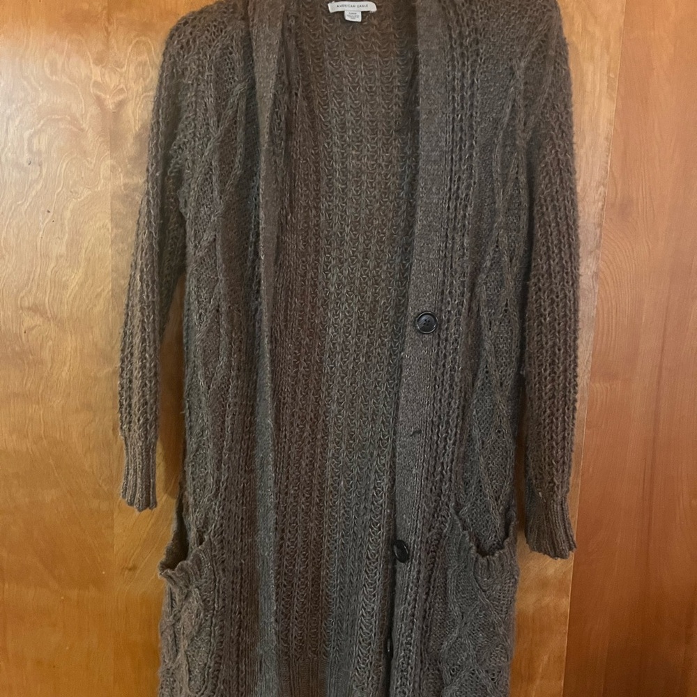 American Eagle Olive green Cable Knit Cardigan Sweater